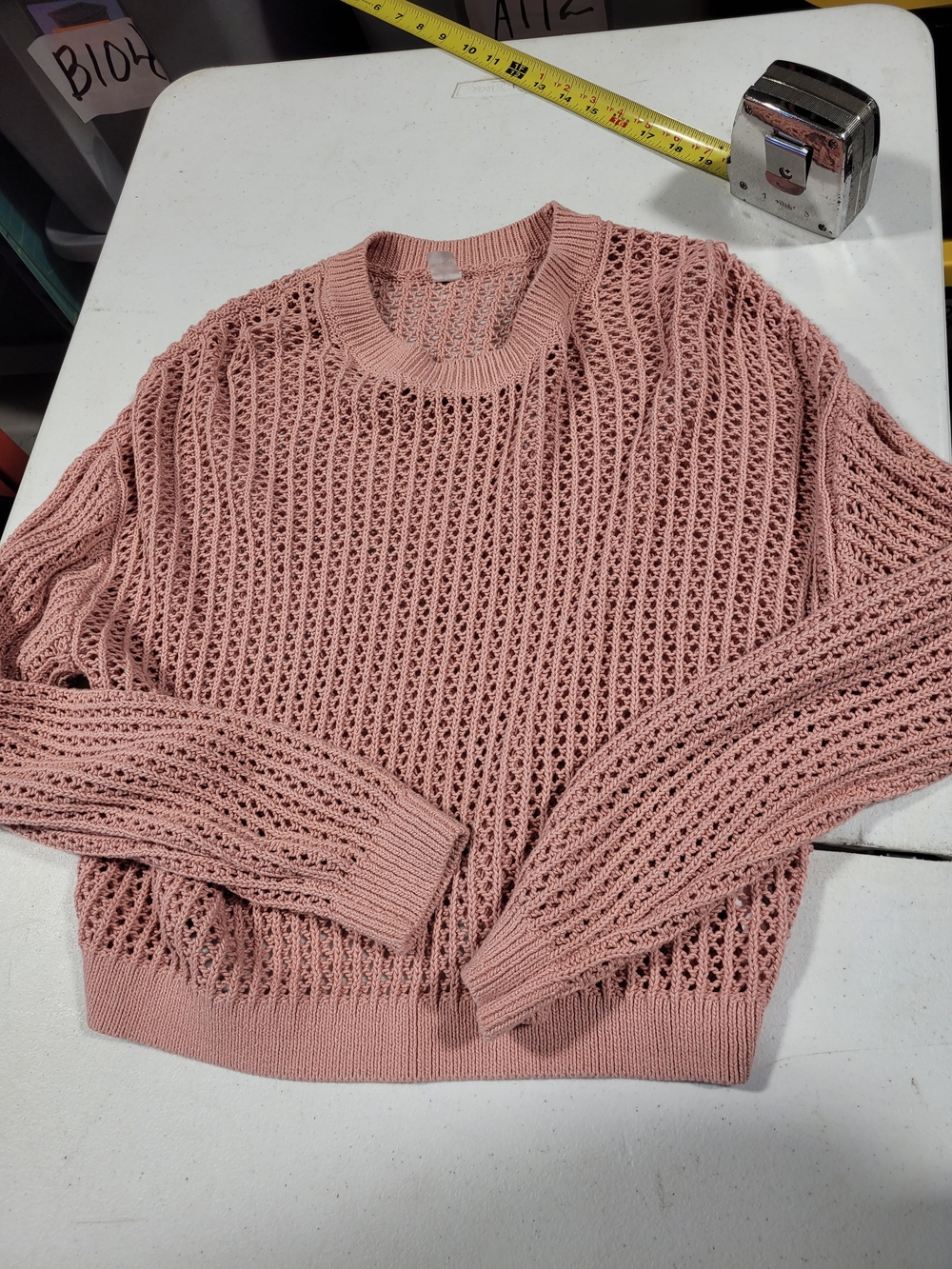 Old Navy Dusty Pink Open-Knit Crewneck Sweater